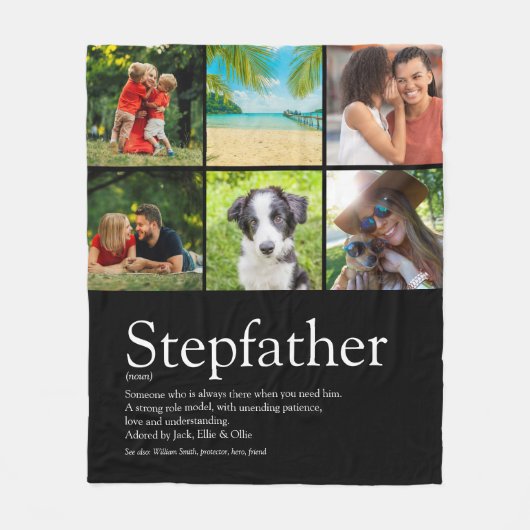 Beste stiefvader ooit Moderne fotocollage Fleece Deken (Voorkant)