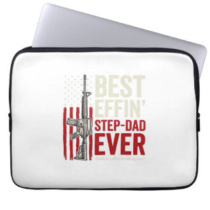 Beste Stiefvader Ooit Patriottische Vintage Vector Laptop Sleeve