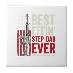 Beste Stiefvader Ooit Patriottische Vintage Vector Tegeltje