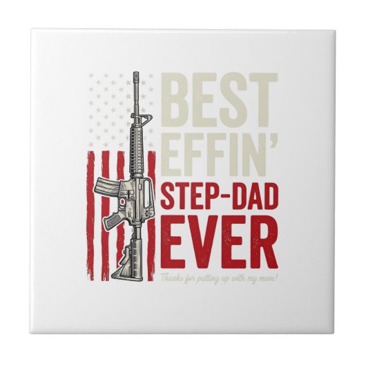 Beste Stiefvader Ooit Patriottische Vintage Vector Tegeltje (Voorkant)