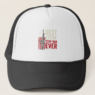 Beste Stiefvader Ooit Patriottische Vintage Vector Trucker Pet