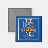 Beste stiefvader ooit typografie blauwe magneet (Voorkant / Achterkant)