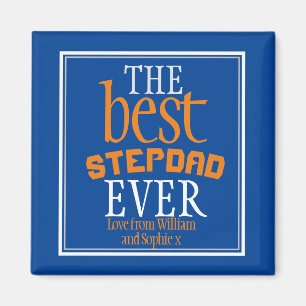 Beste stiefvader ooit typografie blauwe magneet
