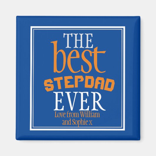 Beste stiefvader ooit typografie blauwe magneet (Voorkant)