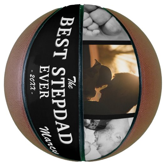 Beste stiefvader ooit Vaderdag Keepsake 3 Foto Basketbal (Verticaal)