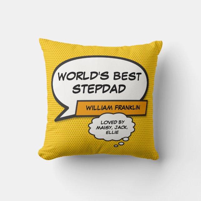 Beste Stiefvader Stiefpapa Fun Superheld Ter Werel Kussen (Voorkant)