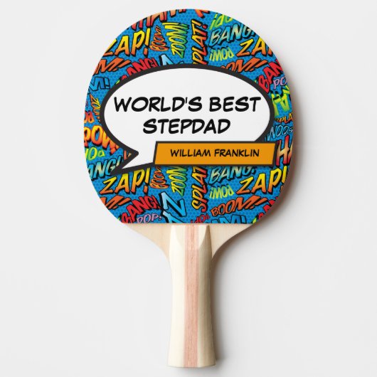 Beste Stiefvader Stiefpapa Ter Wereld Grappig Cool Tafeltennisbatje (Voorkant)
