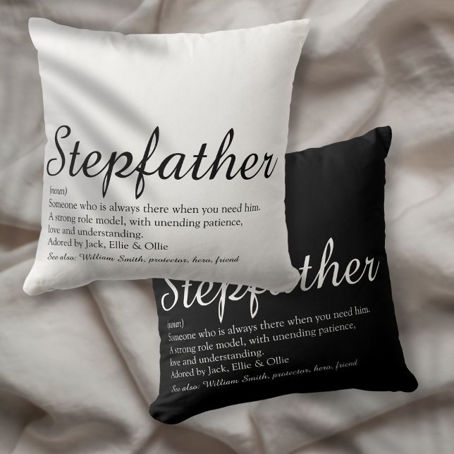 Beste stiefvader ter wereld, definitie stiefvader kussen (World's Best Ever Stepfather, Stepdad Definition Throw Pillow)
