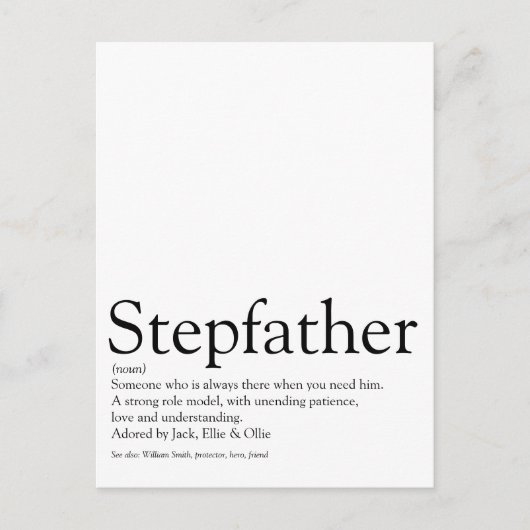 Beste stiefvader ter wereld, definitie van stiefva briefkaart (Voorkant)