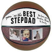 Beste Stiefvader Typografie 3 Foto Collage Basketbal (Voorkant)