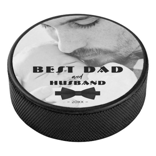 Beste Stropdas voor vader en man, Elegant Foto Hockey Puck (3/4)