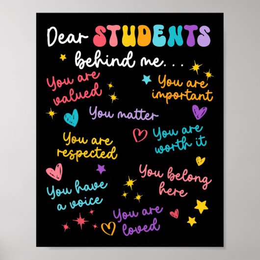 Beste Student Achter Me Terug Naar School Docent W Poster (Voorkant)