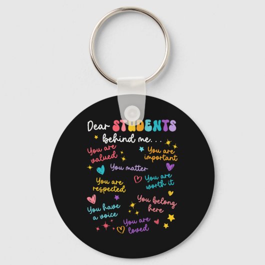 Beste Student Achter Me Terug Naar School Docent W Sleutelhanger (Voorkant)