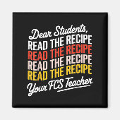 Beste studenten, lees het recept van je FCS-leraar Magneet (Voorkant)