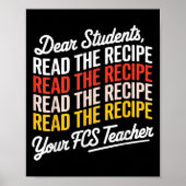 Beste studenten, lees het recept van je FCS-leraar Poster (Voorkant)