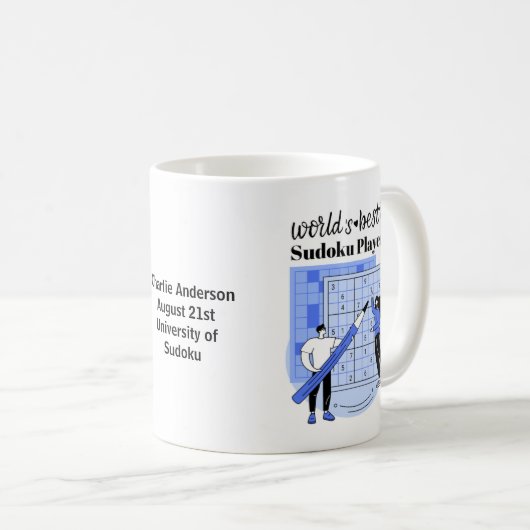 Beste Sudoku Player van de wereld Persoonlijk Mug Koffiemok (Voorkant rechts)