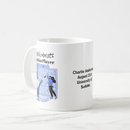 Beste Sudoku Player van de wereld Persoonlijk Mug Koffiemok (Voorkant links)