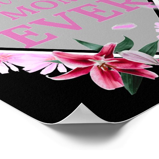 Beste supermam ooit roze tekst met Red Flowers Gra Poster (Hoek)