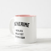 Beste supervisor ter wereld tweekleurige koffiemok (Voorkant links)
