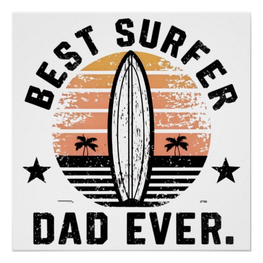 Beste surfer papa ooit perfect poster (Voorkant)
