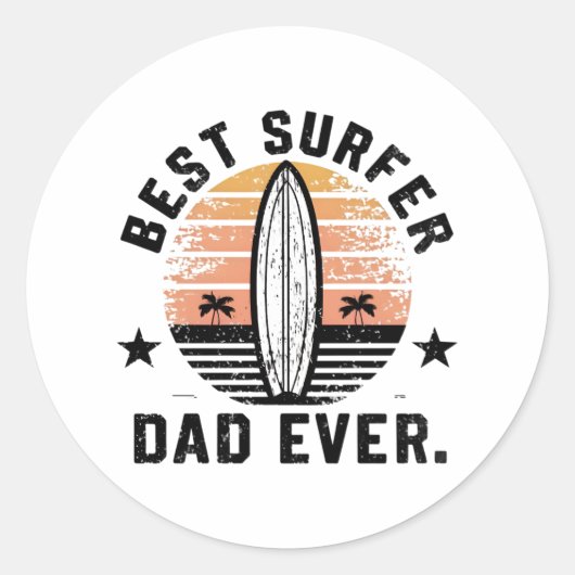 Beste surfer papa ooit ronde sticker (Voorkant)