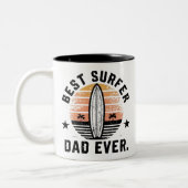 Beste surfer papa ooit tweekleurige koffiemok (Links)