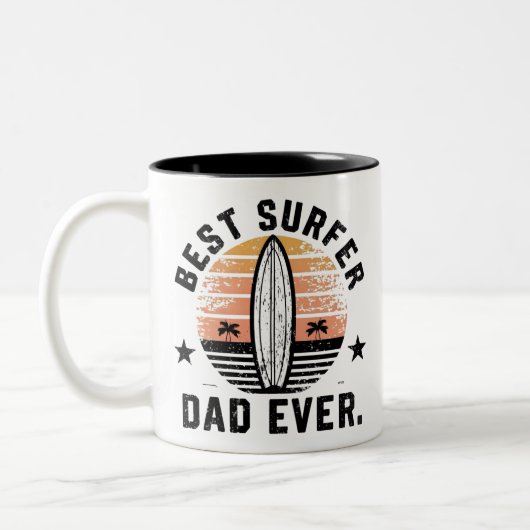 Beste surfer papa ooit tweekleurige koffiemok (Links)