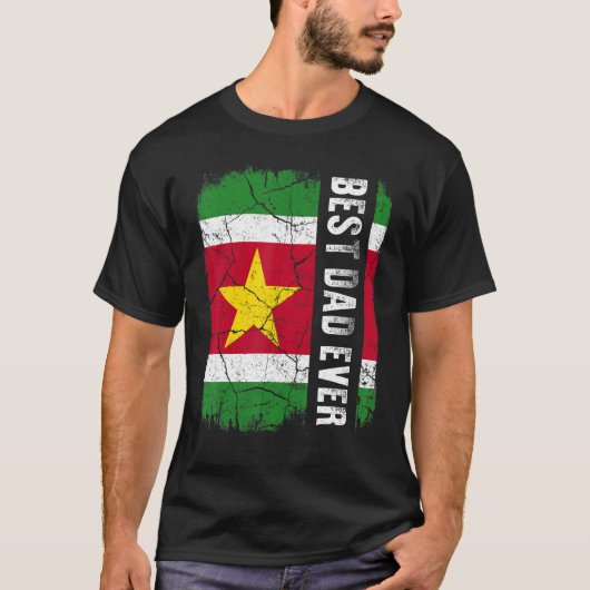 Beste Surinaamse vader ooit Suriname Vlag Da T-shirt (Voorkant)