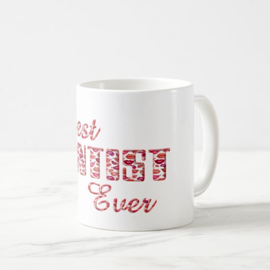 Beste tandarts ooit tanden lippen typografie koffiemok (Voorkant rechts)