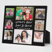 Beste tante en oom 8-fotocollage zwart ter wereld fotoplaat (Zijkant)