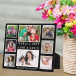 Beste tante en oom 8 foto's zwart-wit fotoplaat<br><div class="desc">8 fotocollage plaque voor de beste tante en oom ter wereld. Een gepersonaliseerd cadeau voor de speciale mensen in je leven.</div>