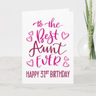 Beste Tante Ever 31st Verjaardag Typografie in Roz Kaart