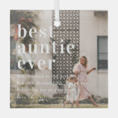 Beste tante Ever | Citaat- en fotocadeau Glas Ornament (Voorkant)