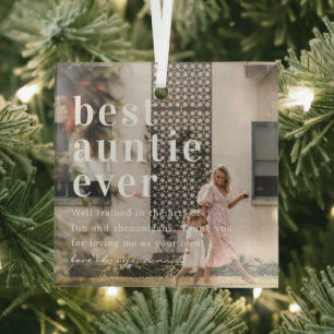 Beste tante Ever   Citaat- en fotocadeau Glas Ornament