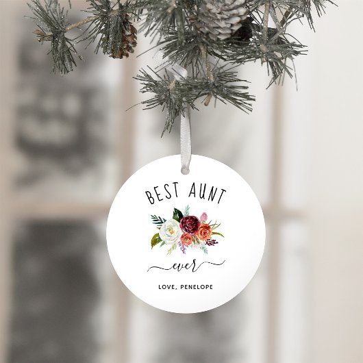 Beste tante Ever | Foto van Trendy Burgundy Boho F Ornament
