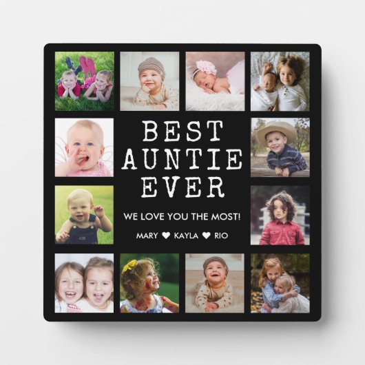 Beste tante ooit 12 Fotocollage Keepsake Zwart Fotoplaat (Voorkant)