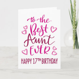 Beste tante ooit 17e verjaardag typografie in roze kaart