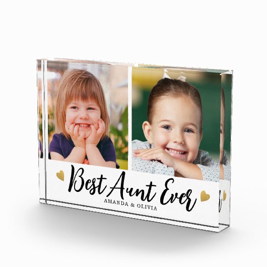 Beste Tante Ooit 2 Afbeelding Collage Hart Keepsak Fotoblokken (Rechts)