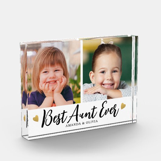 Beste Tante Ooit 2 Afbeelding Collage Hart Keepsak Fotoblokken (Links)