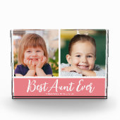 Beste Tante Ooit 2 Afbeelding Collage Roze Keepsak Fotoblokken (Voorkant)