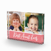 Beste Tante Ooit 2 Afbeelding Collage Roze Keepsak Fotoblokken (Rechts)