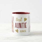 Beste tante ooit 2 Foto Maroon & Gold Keepsake Mok (Midden)