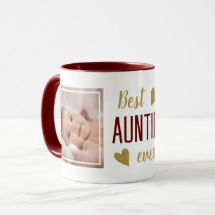 Beste tante ooit 2 Foto Maroon & Gold Keepsake Mok