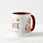 Beste tante ooit 2 Foto Maroon & Gold Keepsake Mok (Voorkant rechts)