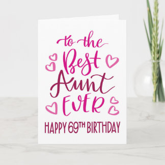 Beste tante ooit 69e verjaardag typografie in roze kaart