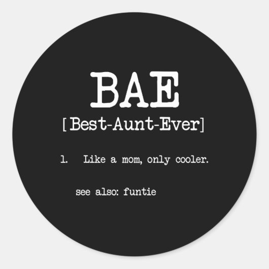 Beste tante ooit BAE Cool Auntie Giften Ronde Sticker (Voorkant)