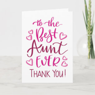 Beste tante ooit Bedankt typografie in roze Kaart