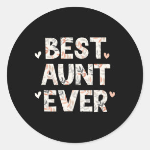 Beste Tante Ooit Bloemen Familie Liefde Harten Ronde Sticker