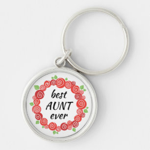 Beste tante ooit, cadeau voor tante, rode rozen bl sleutelhanger