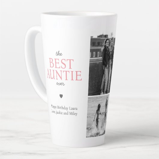 Beste tante ooit citaat aangepaste fotocollage roz latte mok (Linkerhoek)
